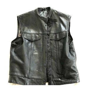 Faux leather moto vest